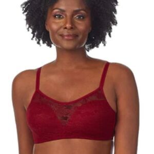 le mystere stretch lace wireless bra red size 36B